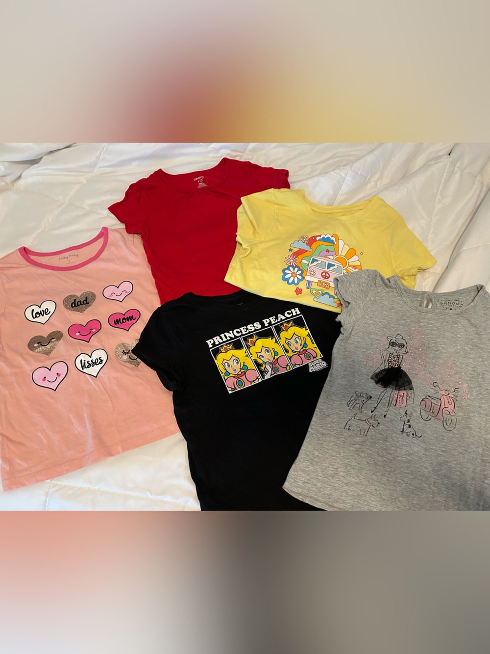 Girls Princess Peach Black Short Sleeve Tee